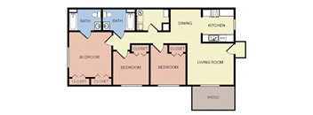 a floor plan of a living room with a kitchen and a bedroom