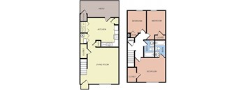 a diagram of two floor plans of a house
