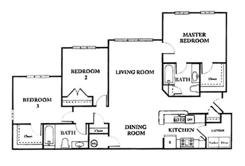 Floor Plan of Three Bedroom Apartment