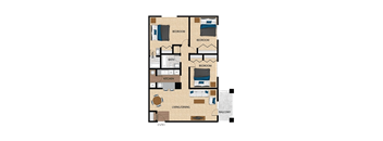 the loft floor plan of the commons apartments