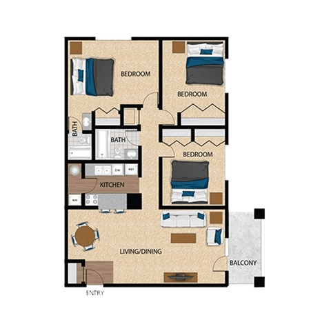 the loft floor plan of the commons apartments
