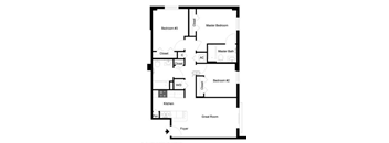 a diagram of the floor plan of a small house