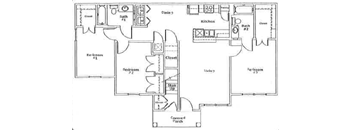 a floor plan of a house with bedrooms and a bathroom