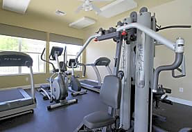 a gym with a lot of exercise equipment on it