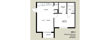 a floor plan of a Large One Bedroom Apartment