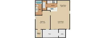 1B Floor Plan at Arbors at Windsor Lake, Columbia, 29223  