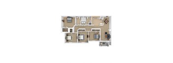 Floor Plan of a Four Bedroom Apartment
