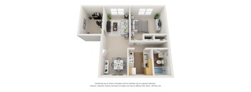 a floorplan of a 1 bedroom with a bathroom and a living room