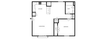 a floor plan of a house with a bedroom and a living room