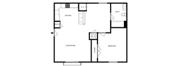 a floor plan of a house with a bedroom and a living room