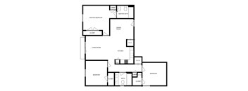 a floor plan of a house with a bedroom and a living room