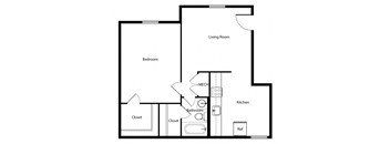 1 Bedroom Floor Plan at Northside Hills Apartments, Griffin, GA 30223