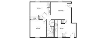 2 Bedroom Floor Plan at Northside Hills Apartments, Griffin, GA