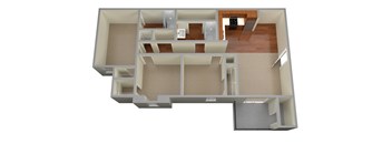 3 Bedroom Floor Plan at Brookside Pointe Apartments, South Carolina