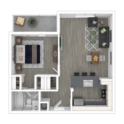 Floor Plan of One Bedroom Apartment