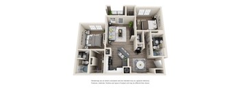 a 1 bedroom floorplan is shown in this rendering