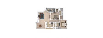 A Floor Plan of a 2 Bedroom Apartment