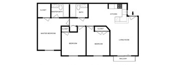 a floor plan of a house with an open floor plan with a bedroom