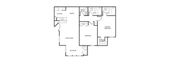 a floor plan of a house with a bedroom and a living room