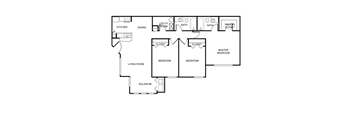 a floor plan of a house with bedrooms and a living room
