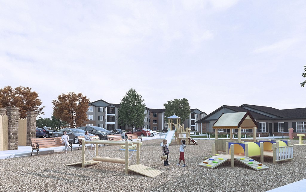 A playground with children playing on it.at Dunean Creek, Greenville, 29611  