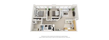 a floor plan of a studio apartment with a bedroom and a living room