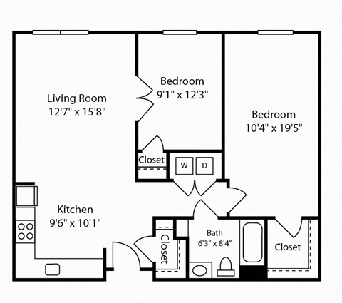 2 Bed 1 Bath Glenview I at Gardens of Traville, Rockville, 20850