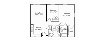 2 Bed 1 Bath Glenview II at Gardens of Traville, Rockville, MD, Maryland
