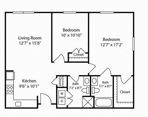 2 Bed 1 Bath Glenview II at Gardens of Traville, Rockville, MD, Maryland