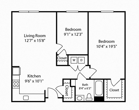 2 Bed 1 Bath Glenview III at Gardens of Traville, Rockville