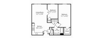 2 Bed 1 Bath Glenview IV at Gardens of Traville, Rockville, Maryland