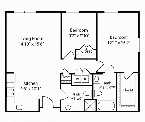 2 Bed 1 Bath Glenview VIII at Gardens of Traville, Rockville, MD, 20850