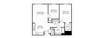 2 Bed 1 Bath Glenview IX at Gardens of Traville, Rockville, MD