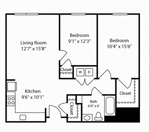 2 Bed 1 Bath Glenview IX at Gardens of Traville, Rockville, MD