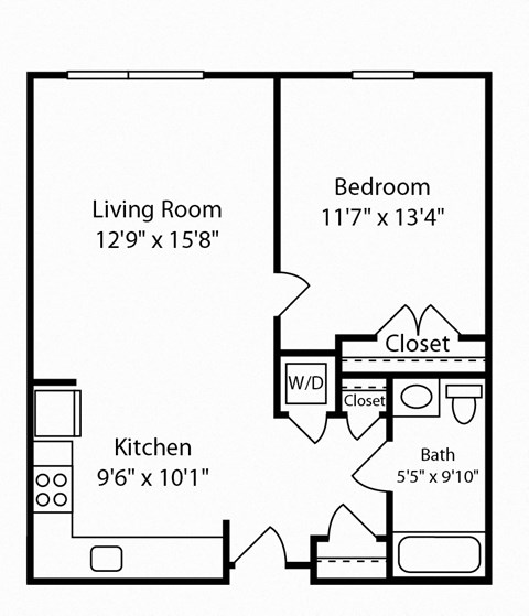 1 Bed 1 Bath Montgomery I at Gardens of Traville, Rockville, MD