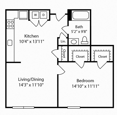 1 Bed 1 Bath Montrose IV at Gardens of Traville, Rockville, MD, 20850