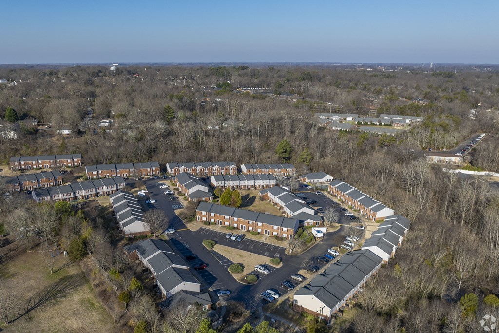 Aerial view of a group of houses in a city at Greens of Concord, Concord, NC, 28025