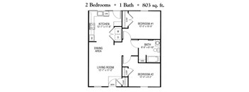 a floor plan of a small house with bedrooms and a living room and a bathroom