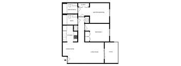 a floor plan of a house with a bedroom and a living room