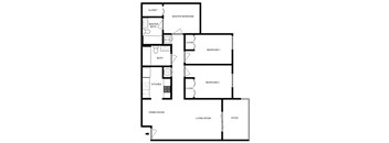 a floor plan of a house with a bedroom and a living room