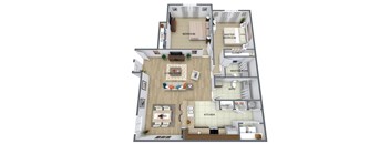 a 3d drawing of a floor plan of a house
