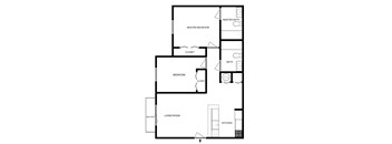 a floor plan of a house with a bedroom and a living room