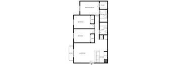 a floor plan of a house with a bedroom and a living room