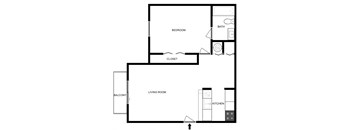 a floor plan of a house with a bedroom and a living room