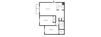 a floor plan of a house with a bedroom and a living room