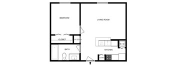 A Floor Plan of a One Bedroom apartment