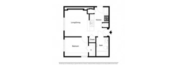 A Floor Plan of a 1 Bedroom Apartment