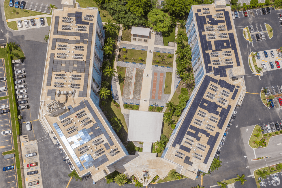 Wide aerial view of Cabana Club