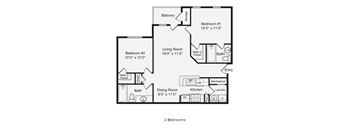 a floor plan of a studio apartment with a bedroom and a living room
