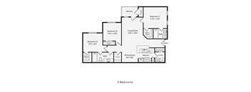 a floor plan of a studio apartment with a bedroom and a living room